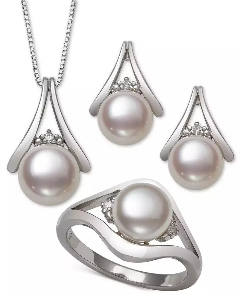 商品Belle de Mer|3-Pc. Set Cultured Freshwater Pearl (7 & 8mm) Pendant Necklace, Stud Earrings & Ring in Sterling Silver,价格¥562,第1张图片