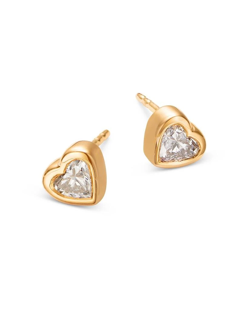 14K Yellow Gold Lab Grown Diamond Heart Bezel Stud Earrings 商品