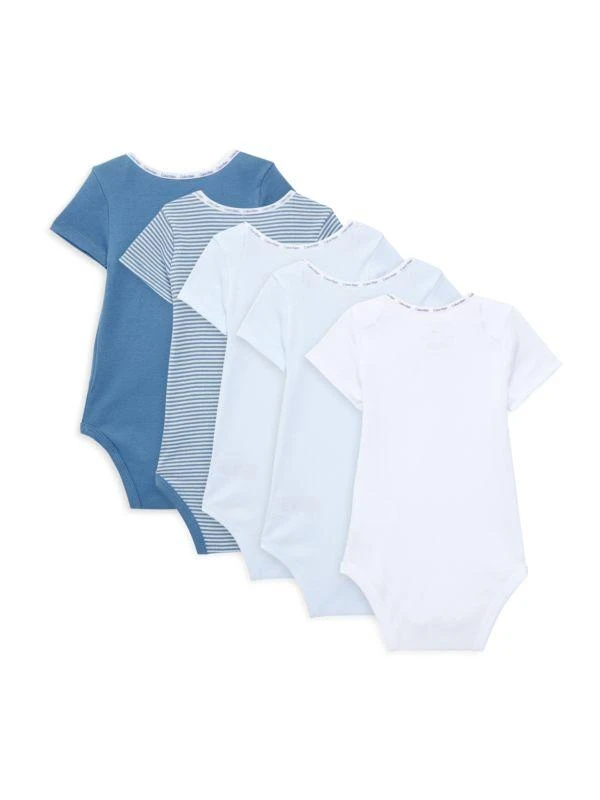 商品Calvin Klein|Baby Boy’s 5-Pack Logo Trim Bodysuit,价格¥204,第2张图片详细描述