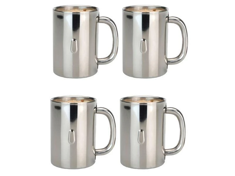 商品BergHOFF|Straight 18/10 Stainless Steel Coffee Mugs, Set of 4,价格¥794,第1张图片