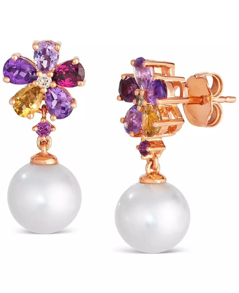 商品Le Vian|Vanilla Pearl (8mm), Multi-Gemstone (1-1/4 ct. t.w.), & Nude Diamond Accent Flower Drop Earrings in 14k Rose Gold,价格¥7775,第1张图片