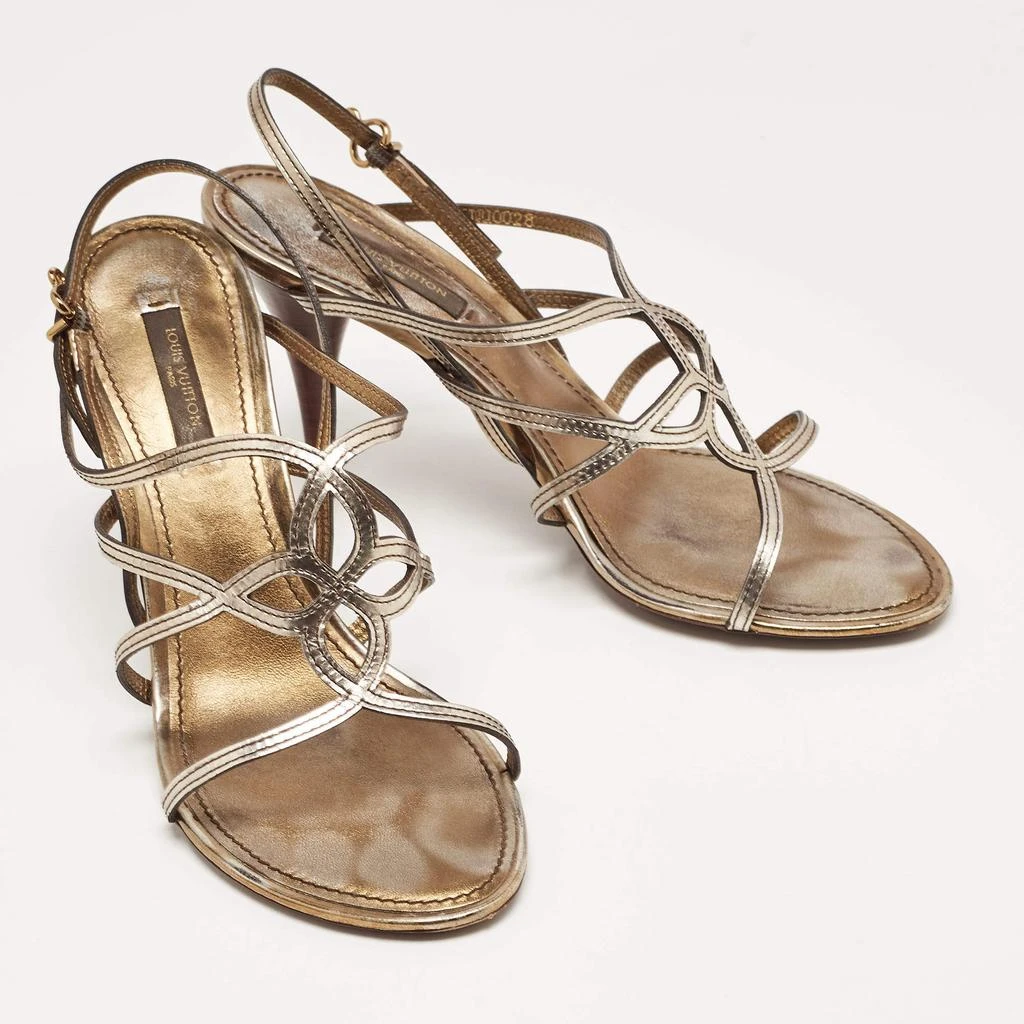 商品[二手商品] Louis Vuitton|Louis Vuitton Metallic Leather Strappy Sandals Size 37.5,价格¥1340,第4张图片详细描述