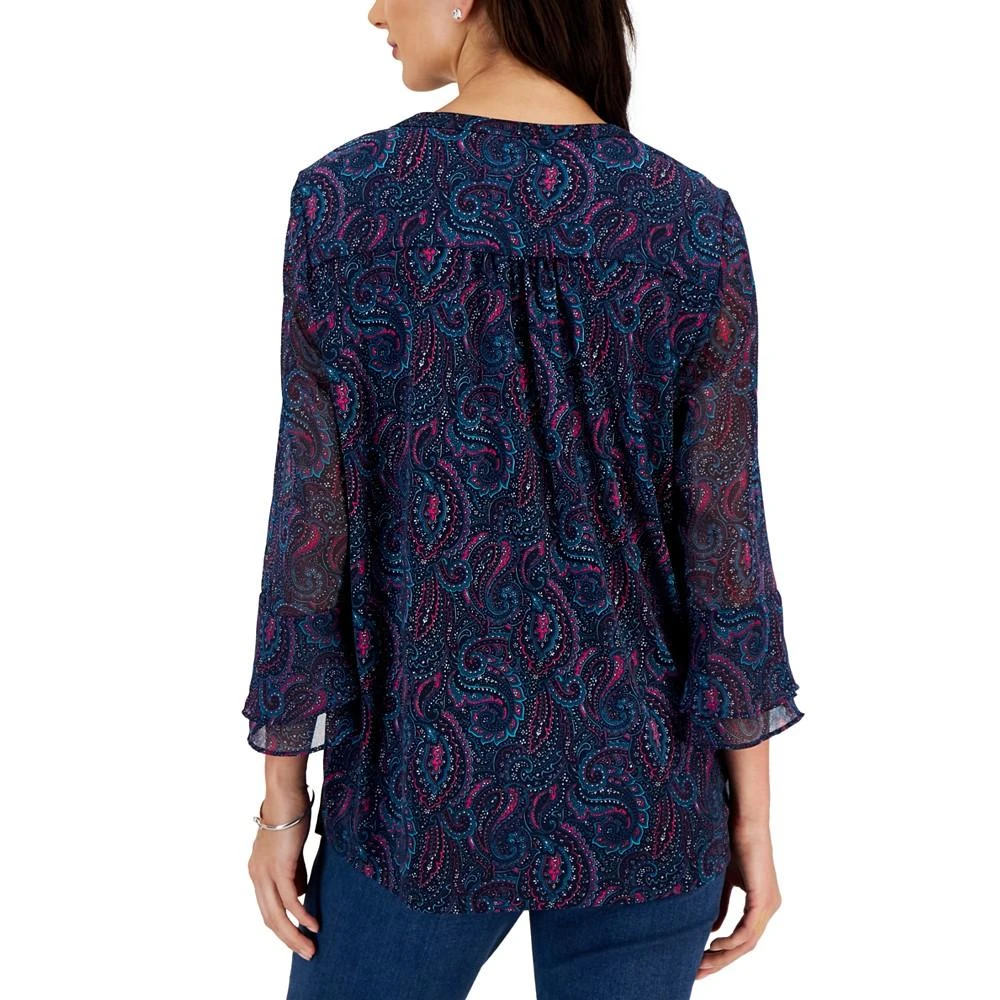 商品Charter Club|Women's Paisley Ruffle-Sleeve Top, Created for Macy's,价格¥212,第2张图片详细描述