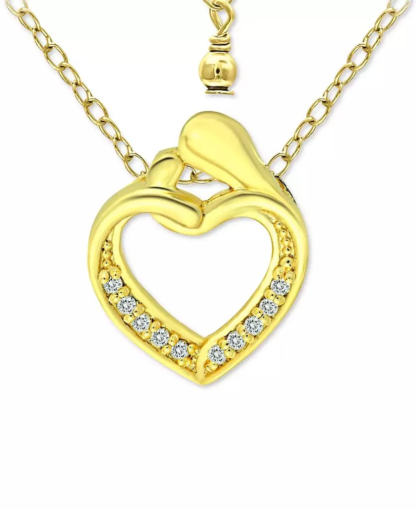 商品Giani Bernini|Cubic Zirconia "Mother & Child" Heart Pendant Necklace in 18k Gold-Plated Sterling Silver and Sterling Silver, 16" + 2" extender, Created for Macy's,价格¥236,第1张图片