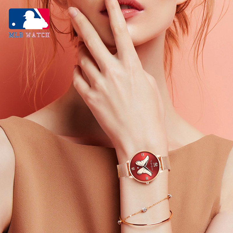 MLB美职棒潮牌手表 ins风女士钢带小表盘手表 学生防水女表SD028商品第4张图片规格展示