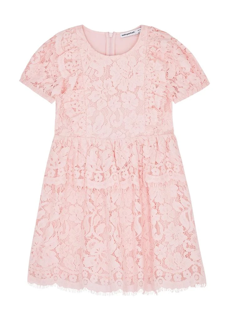 商品Self Portrait|KIDS Pink ruffled guipure lace dress,价格¥524,第1张图片