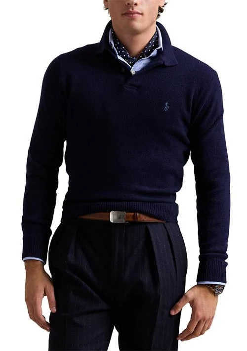 商品Ralph Lauren|Ralph Lauren Wool Cashmere Polo Collar Sweater,价格¥1260,第1张图片