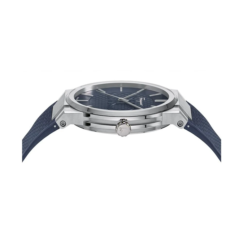 商品Salvatore Ferragamo|Ferragamo Men's Swiss Sapphire Blue Caoutchouc Rubber Strap Watch 43mm,价格¥8106,第4张图片详细描述