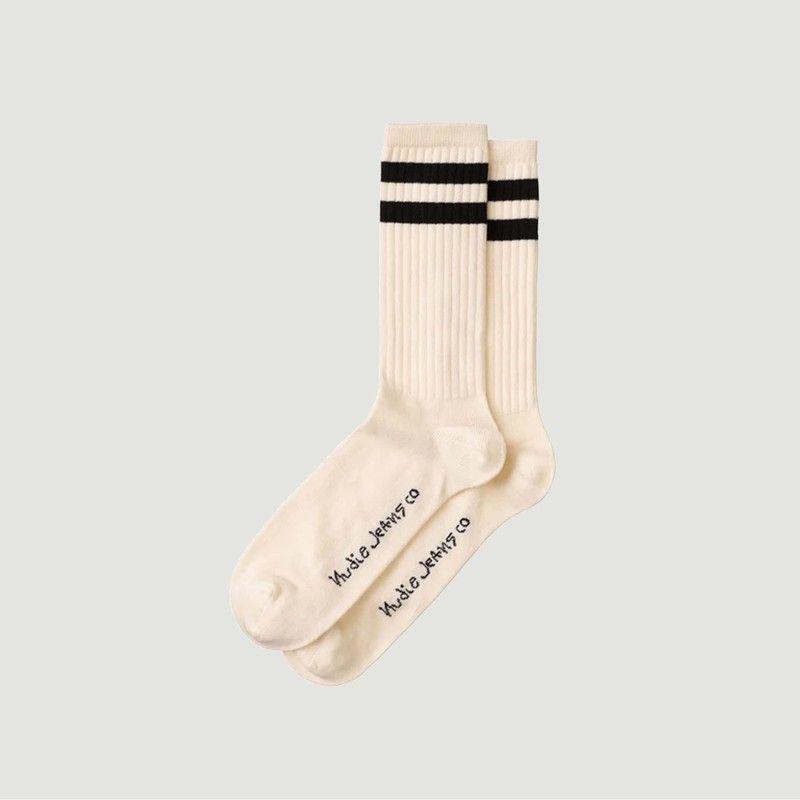 Amundsson ribbed sports socks Offwhite navy Nudie Jeans商品第1张图片规格展示