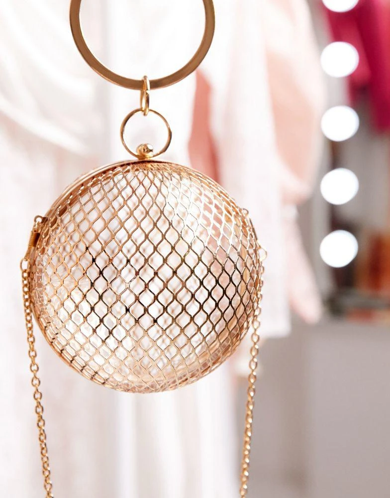 商品ASOS|ASOS DESIGN cage sphere clutch bag in gold,价格¥298,第2张图片详细描述