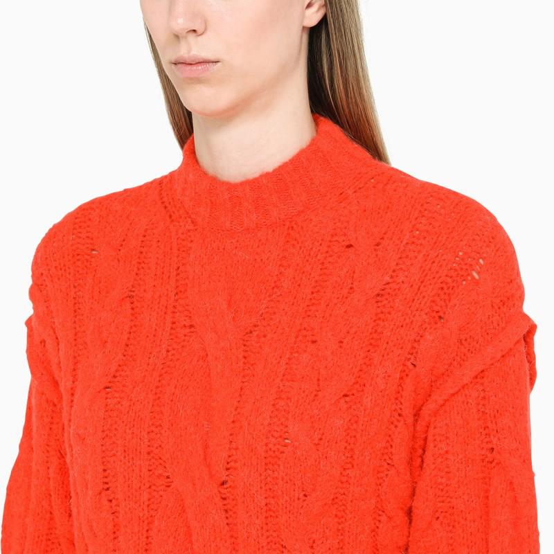 Cropped orange cable knit sweater商品第4张图片规格展示
