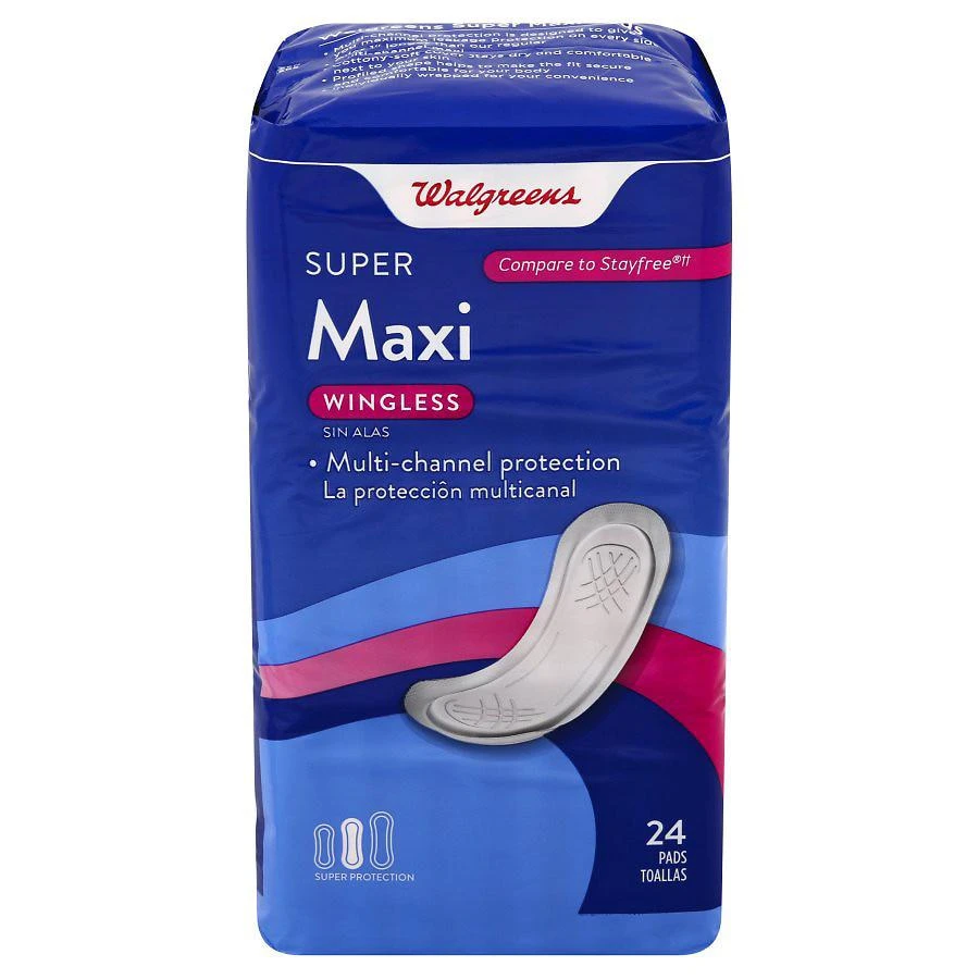 商品Walgreens|Super Maxi Wingless Pads Super,价格¥23,第1张图片