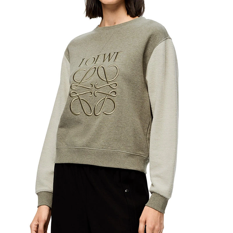 商品Loewe|【预售3-7天】LOEWE/罗意威 22年春夏新款 女士旧军绿色纯棉同色Logo刺绣卫衣S359341XA8-4640,价格¥5258,第1张图片
