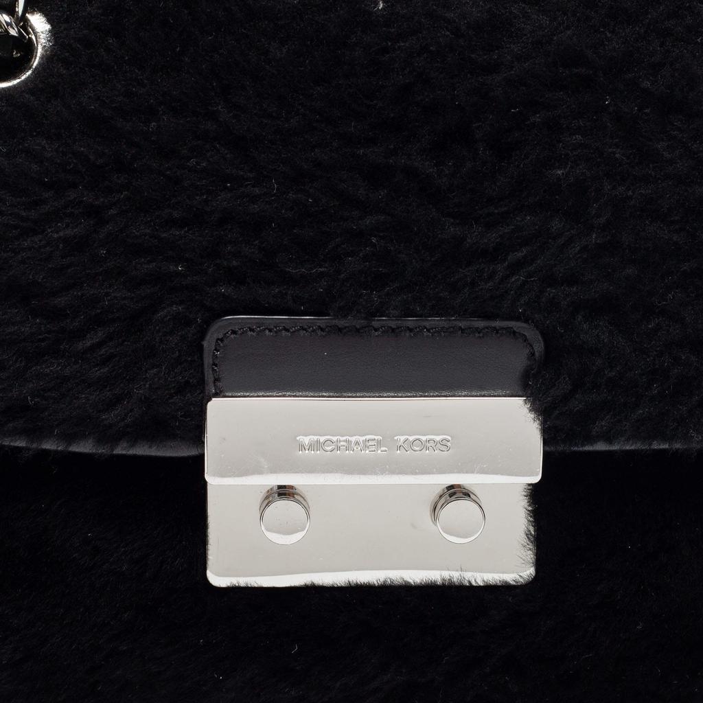 商品[二手商品] Michael Kors|Michael Kors Black Shearling and Leather Trim Sloan Chain Shoulder Bag,价格¥1471,第7张图片详细描述