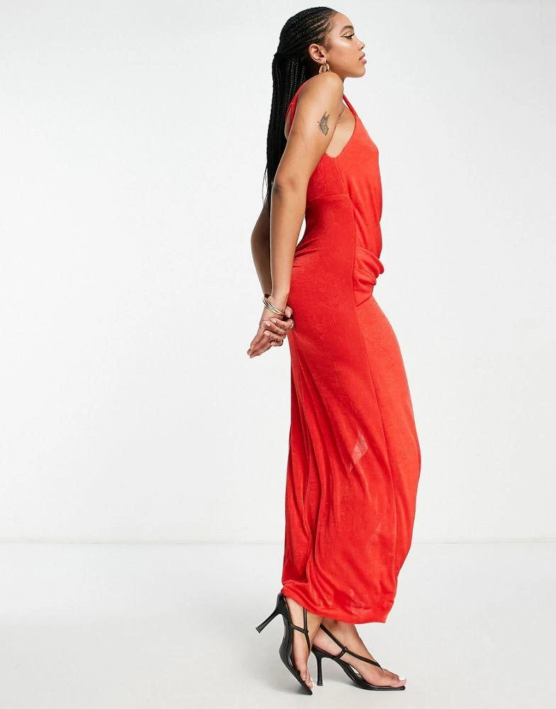 商品ASOS|ASOS DESIGN drape wrap maxi dress in red,价格¥163,第4张图片详细描述