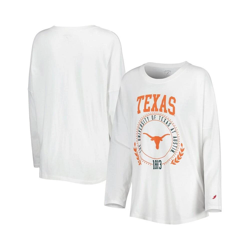 商品League Collegiate Wear|Women's White Texas Longhorns Clothesline Oversized Long Sleeve T-shirt,价格¥247,第1张图片