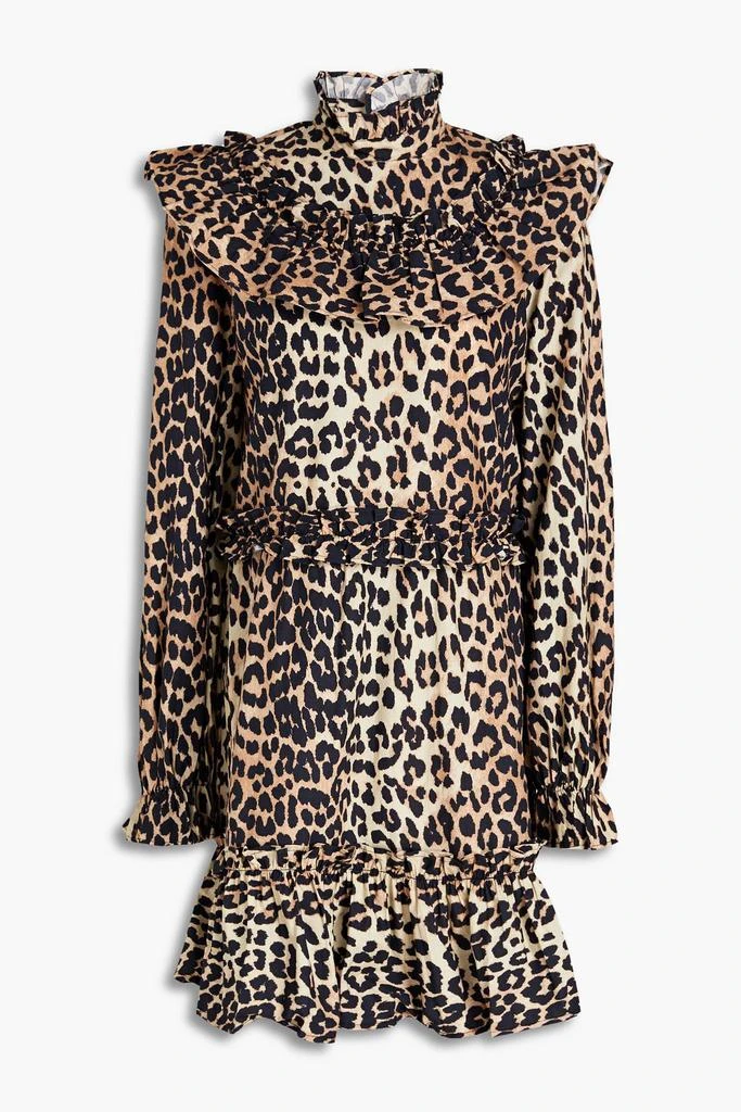 商品Ganni|Ruffled leopard-print cotton mini dress,价格¥326,第1张图片