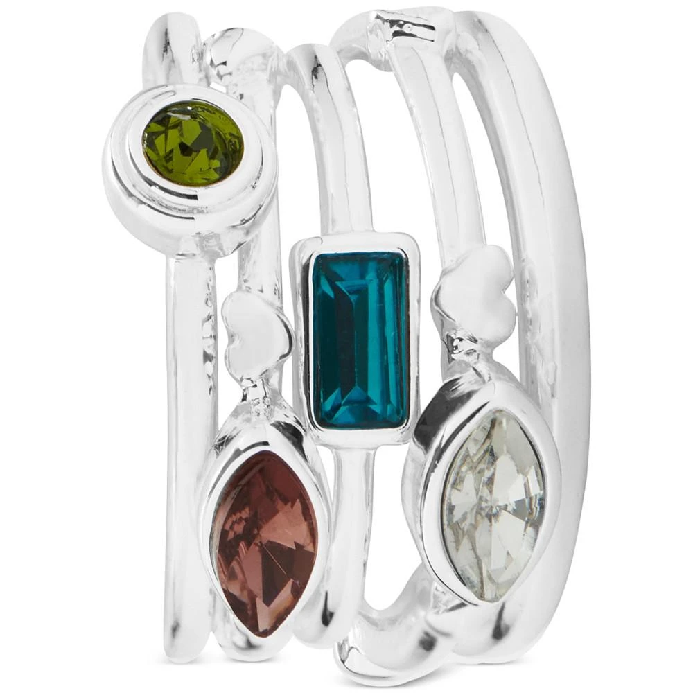 商品Lucky Brand|Silver-Tone 5-Pc. Set Mixed Crystal Stack Rings,价格¥183,第5张图片详细描述