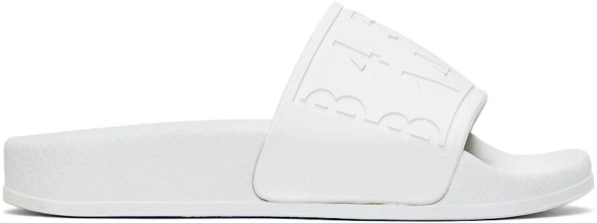 商品MAISON MARGIELA|Kids White Logo Pool Slides,价格¥231,第1张图片