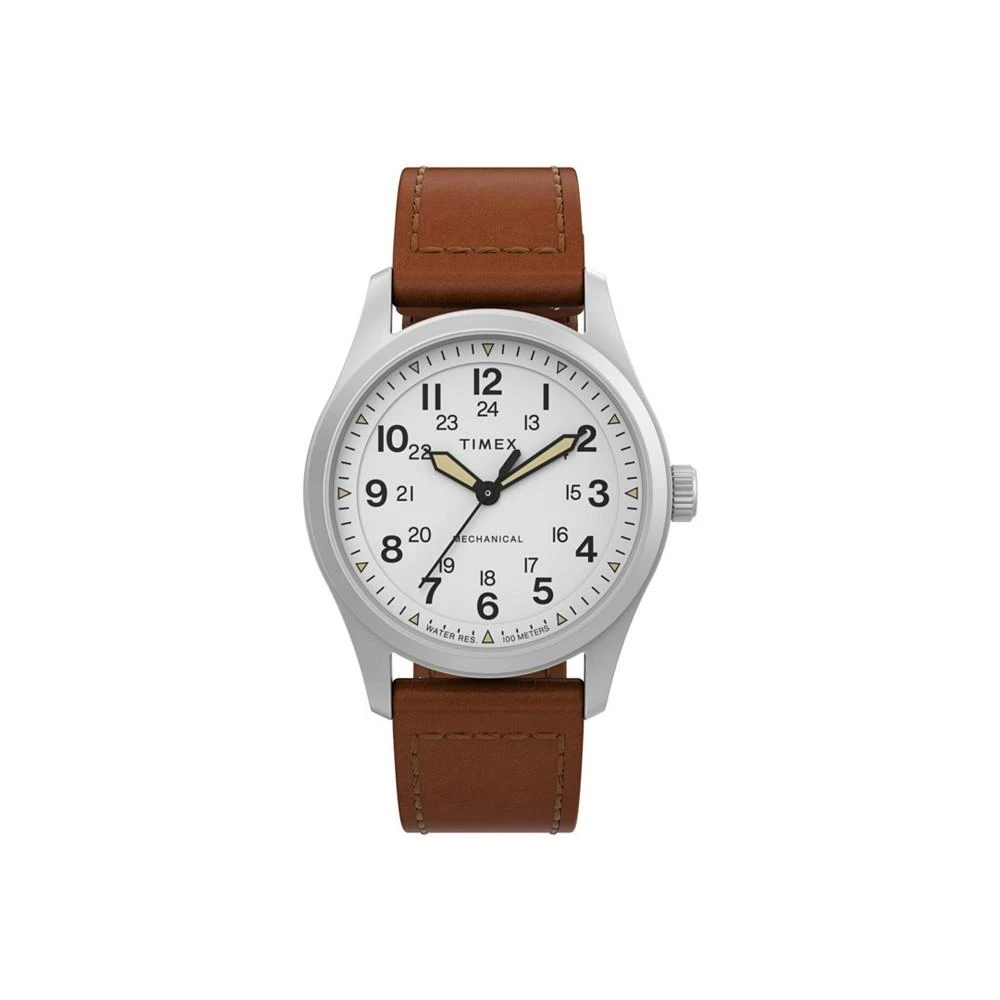 商品Timex|Men's Mechanical Hand Wind Brown Leather Strap Watch 38 mm,价格¥1717,第1张图片