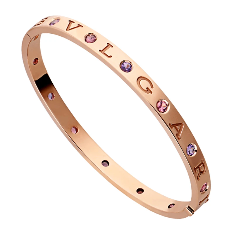 商品[国内直发] BVLGARI|不支持一般贸易清关 BVLGARI 女士18K玫瑰金手镯镶晶石 BR857613,价格¥47707,第1张图片