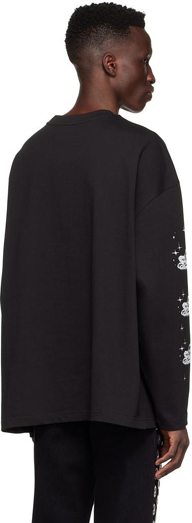 Black Cotton Long Sleeve T-Shirt商品第3张图片规格展示