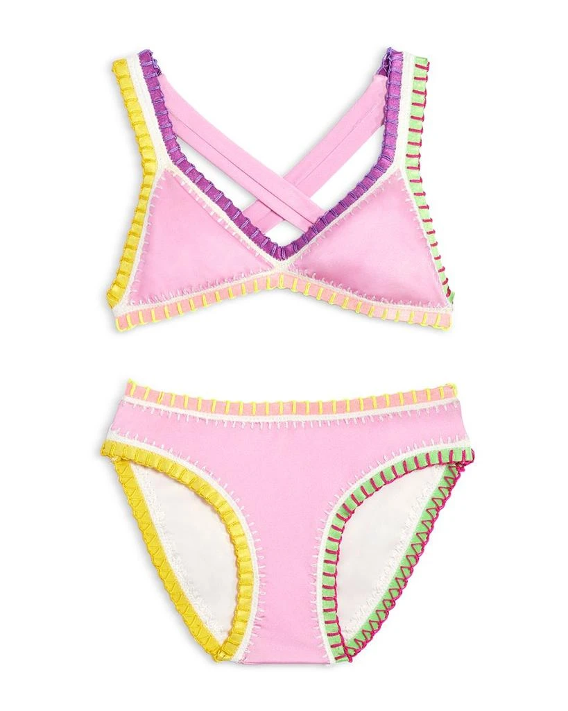 商品PQ Swim|Girls' Rainbow Embroidered Two Piece Swimsuit - Little Kid, Big Kid,价格¥590,第1张图片