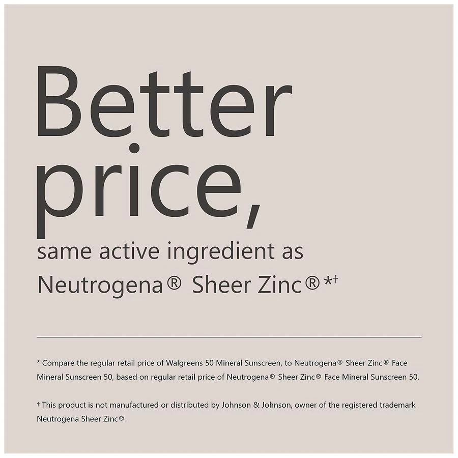 商品Walgreens|Sheer Mineral Sunscreen SPF 50,价格¥96,第4张图片详细描述
