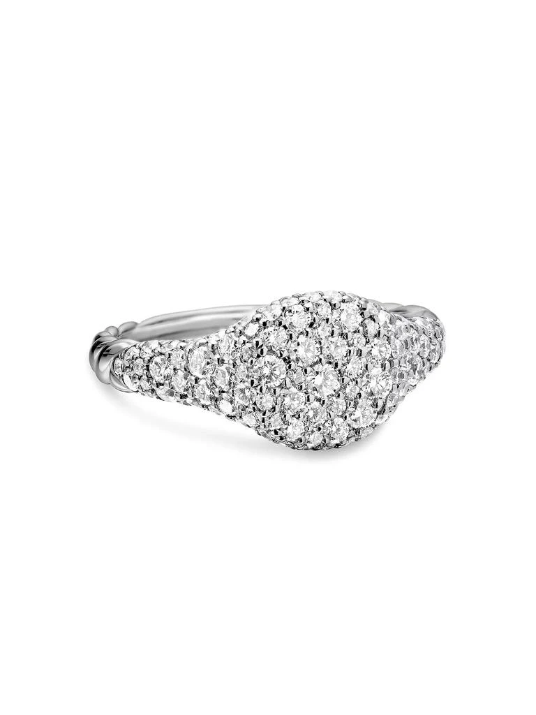 商品David Yurman|Petite Pavé Pinky Ring in 18K White Gold,价格¥22105,第1张图片