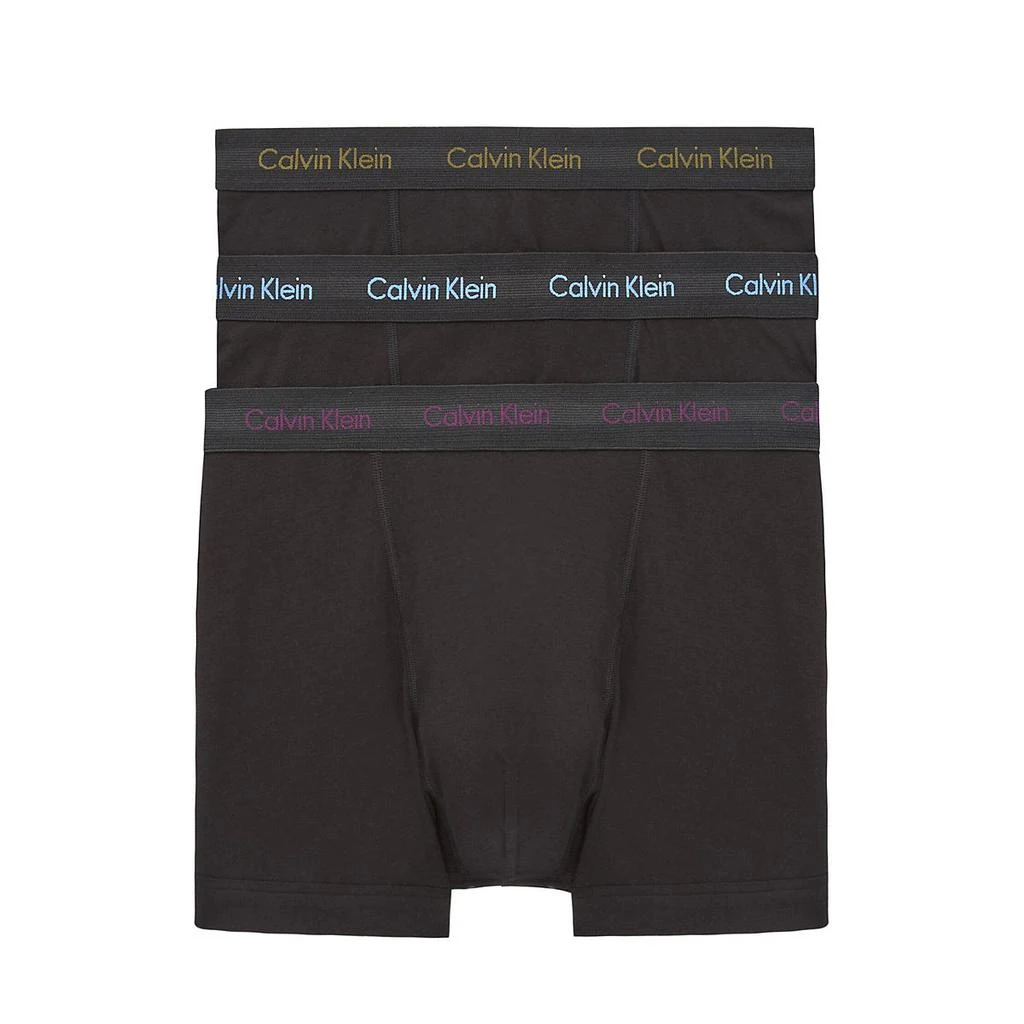商品Calvin Klein|Calvin Klein 3 Pack Cotton Stretch Black / Black / Black Trunks,价格¥267,第1张图片