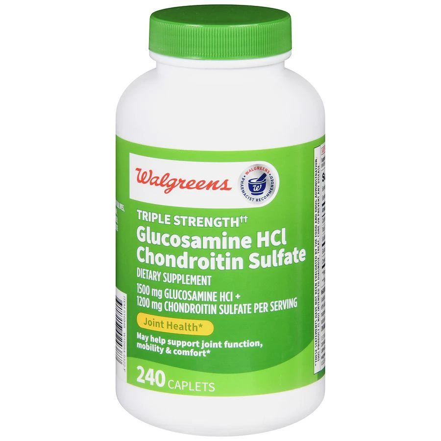 商品Walgreens|Glucosamine HCl Chondroitin Sulfate Caplets Triple Strength (120 days),价格¥443,第1张图片