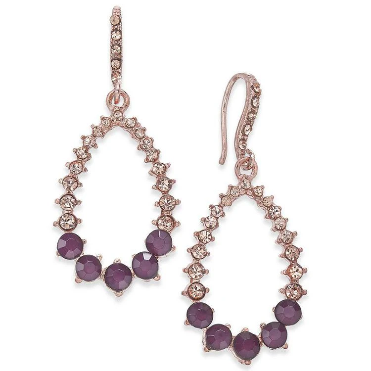 商品INC International|Rose Gold-Tone Pink Pavé & Purple Stone Drop Earrings, Created for Macy's,价格¥51,第1张图片