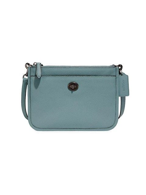 商品Coach|Polished Pebble Leather Slim Turnlock Crossbody Bag,价格¥931,第1张图片