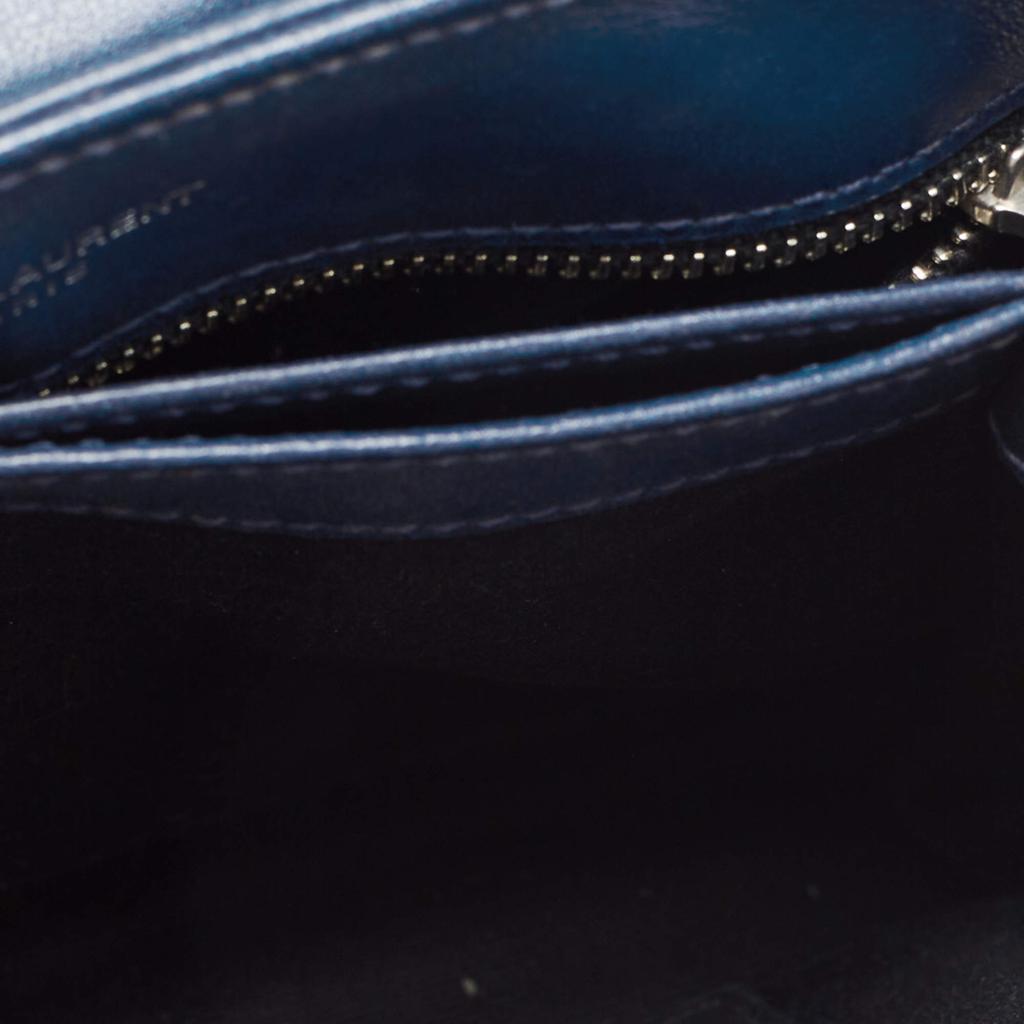 Saint Laurent Navy Blue Matelassé Leather Toy Loulou Crossbody Bag商品第8张图片规格展示