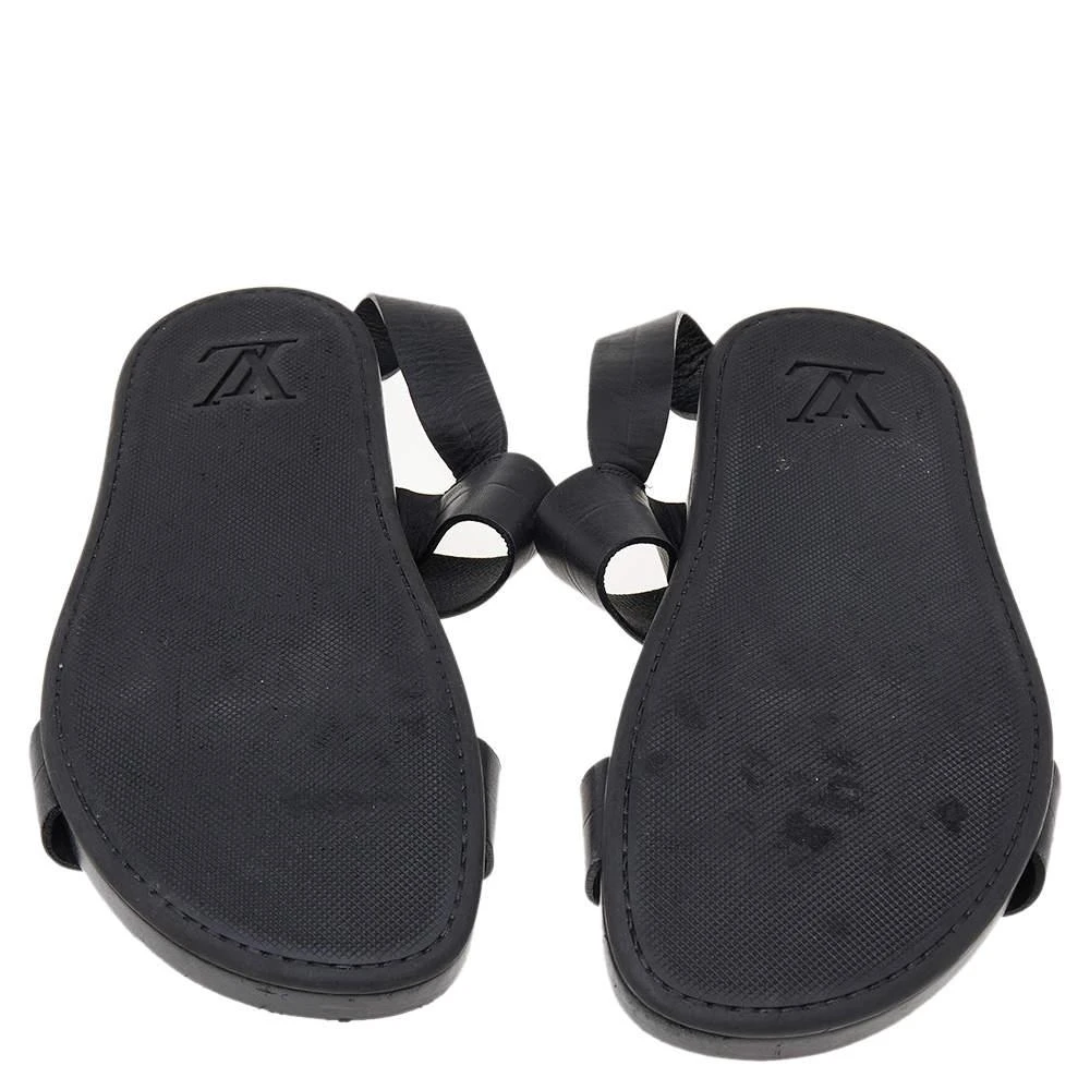Louis Vuitton Black Leather Flat Sandals Size 43 商品