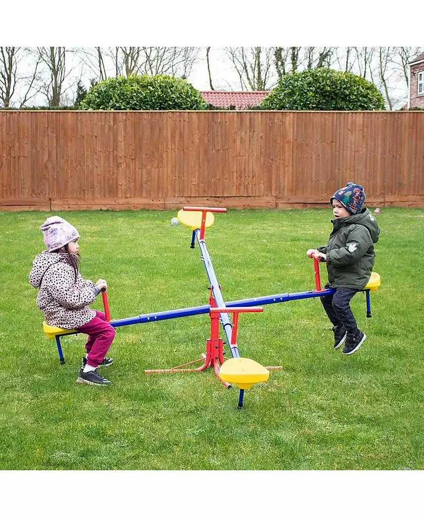 商品Outsunny|Metal Seesaw for Kids 71.75" L x 71.75" W x 19" H, Red Blue Yellow,价格¥558,第3张图片详细描述