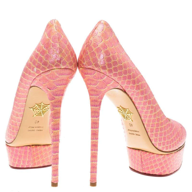 商品Charlotte Olympia|Charlotte Olympia Pink Python Priscilla Platform Pumps Size 40,价格¥704,第5张图片详细描述