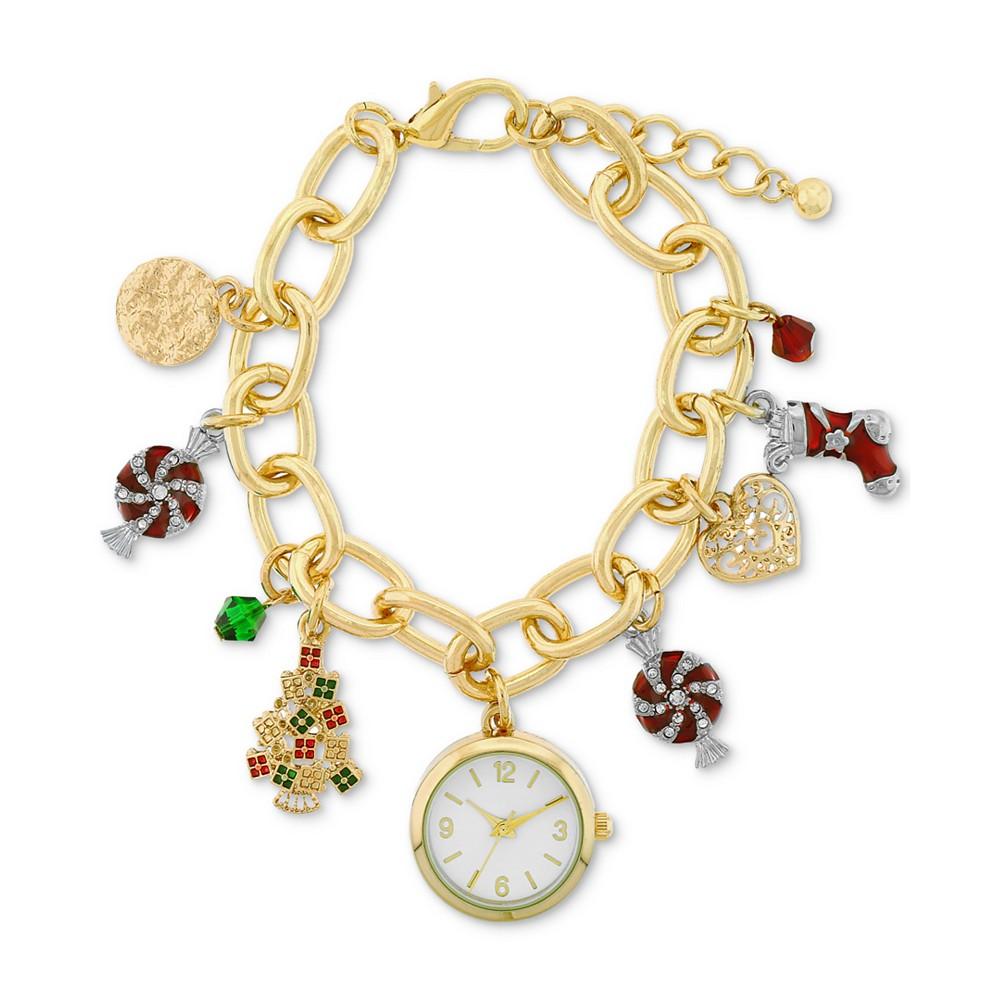 Women's Two-Tone Christmas Multi-Charm Bracelet Watch 23mm, Created for Macy's商品第1张图片规格展示