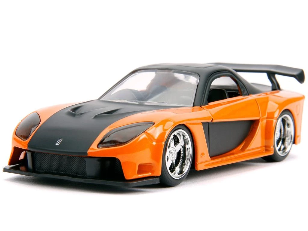 商品Diecast Model Jada|Han's Mazda RX-7 Orange Metallic and Matt Black and Toyota GR Supra Orange Metallic with Black Hood Set of 2 pieces "Fast & Furious" Series 1/32 Diecast Model Cars by Jada,价格¥362,第1张图片
