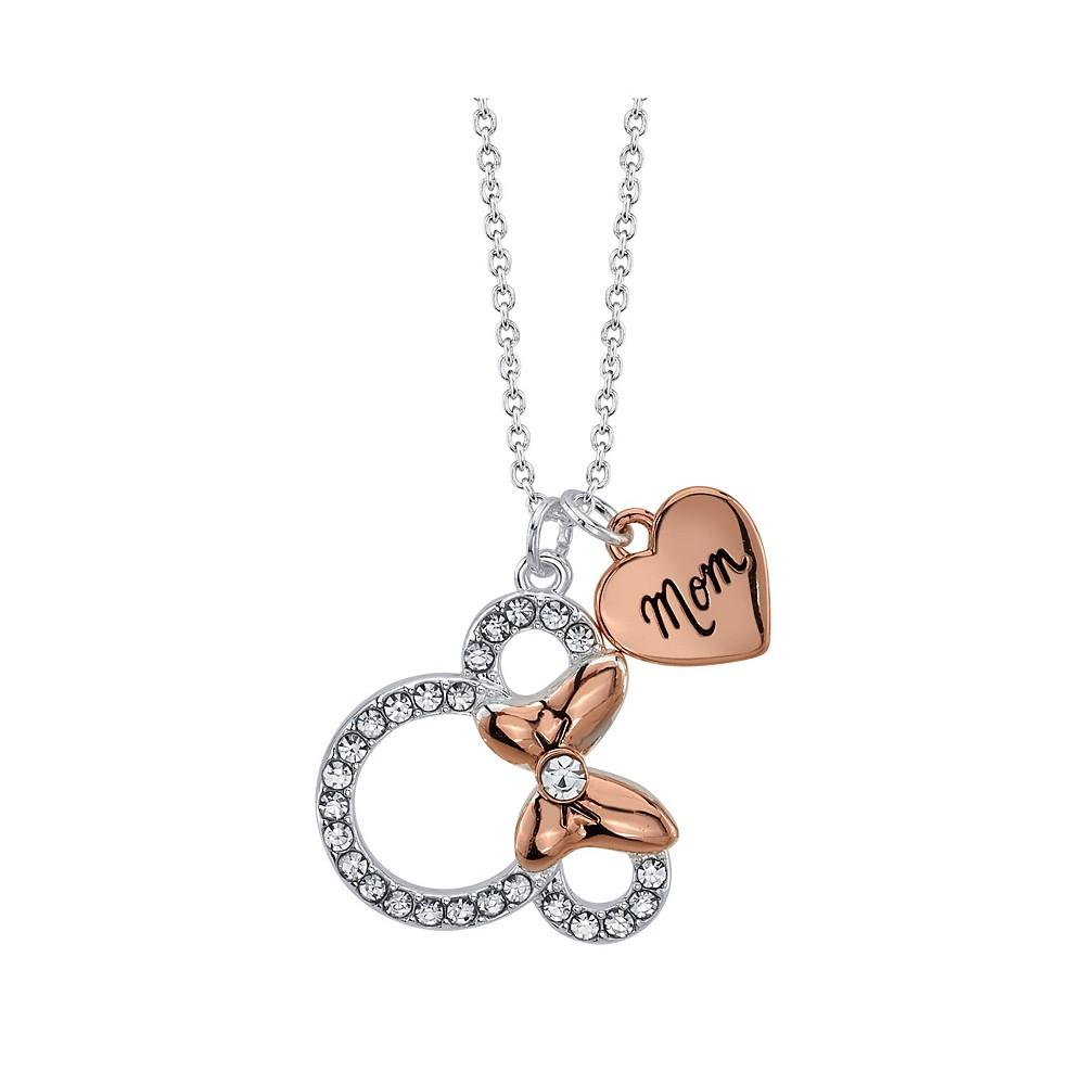 Silver Plated Clear Crystal Minnie Mouse "Mom'" Necklace, 16"+2" Extender商品第1张图片规格展示