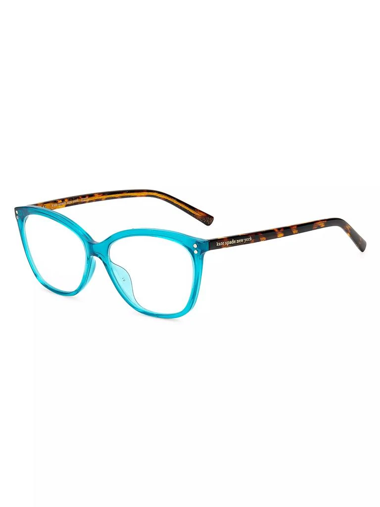 商品Kate Spade|Milena 55MM Blue Block Cat-Eye Glasses,价格¥511,第2张图片详细描述