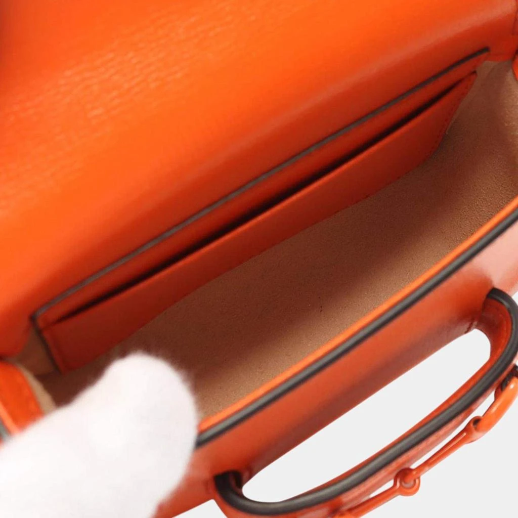 商品[二手商品] Gucci|Gucci Orange Leather Mini Horsebit 1955 Web Satchel Bag,价格¥11354,第3张图片详细描述