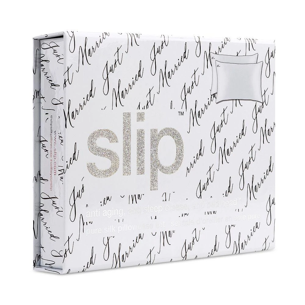 Just Married Embroidered Silk Pillowcase Set 商品