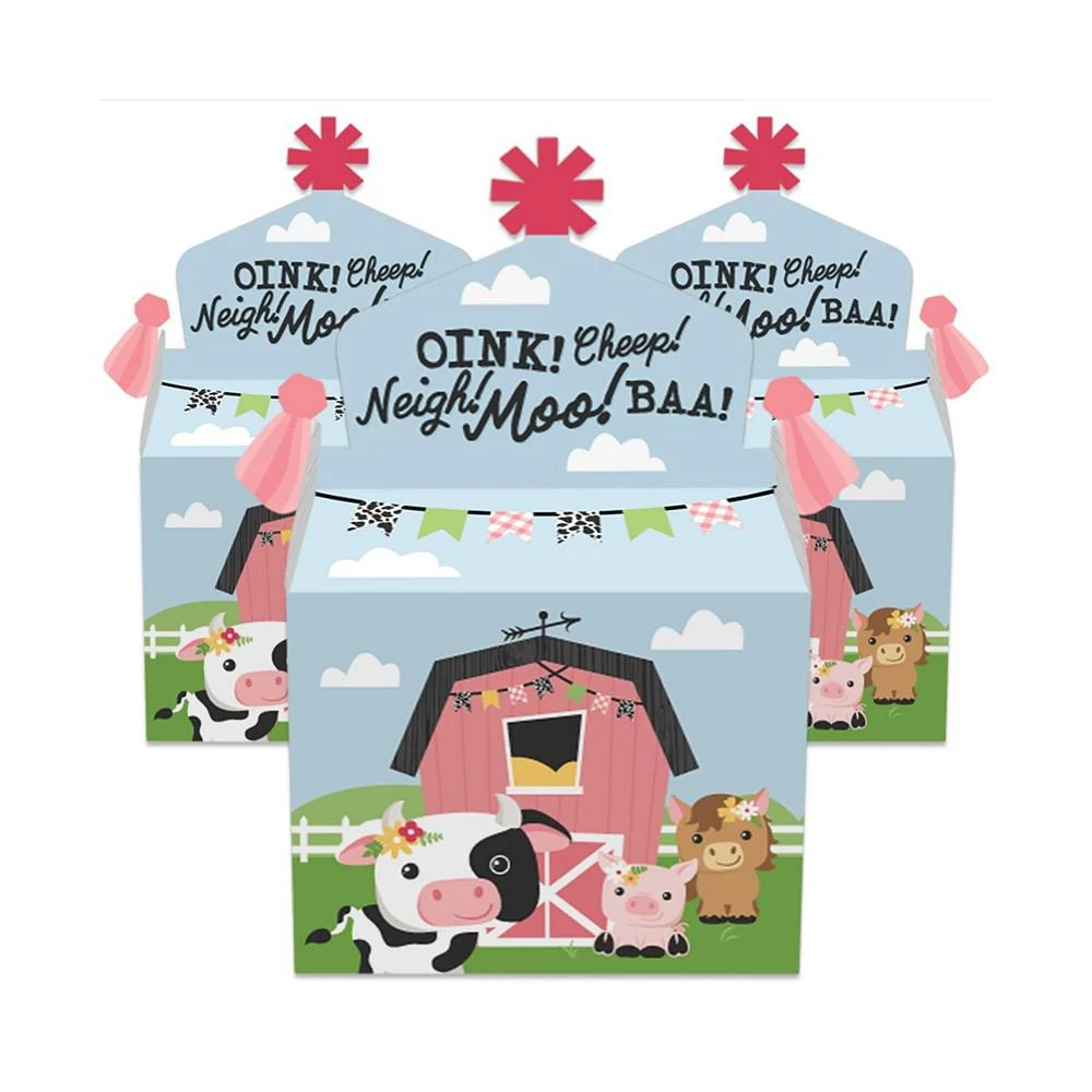 商品Big Dot of Happiness|Girl Farm Animals - Treat Box Party Favors - Pink Barnyard Baby Shower or Birthday Party Goodie Gable Boxes - Set of 12,价格¥142,第2张图片详细描述