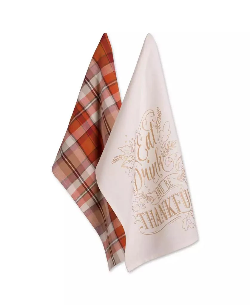 商品Design Imports|Assorted Check Fall Be Thankful Printed Dishtowel Set,价格¥142,第1张图片