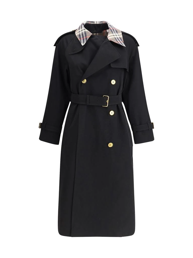 商品Burberry|Castleford Long Trench Coat With Check Collar,价格¥17606,第1张图片