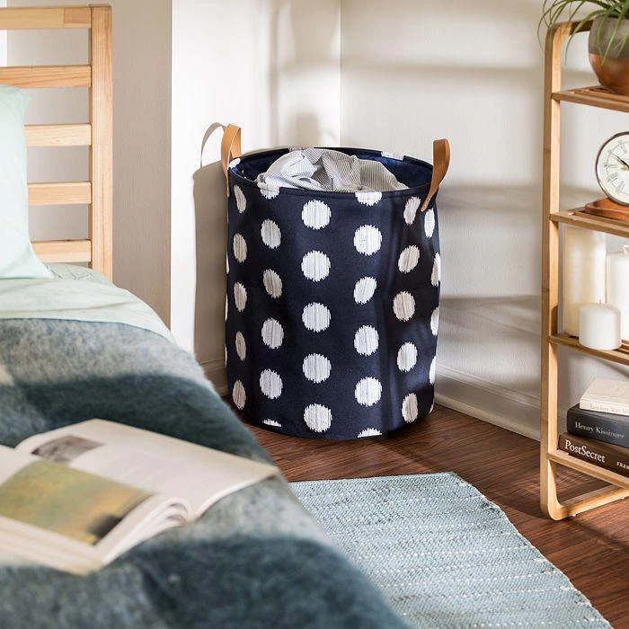 商品Honey Can Do|Coastal Collection Portable Laundry Bin, Navy and Grey Dot,价格¥376,第2张图片详细描述