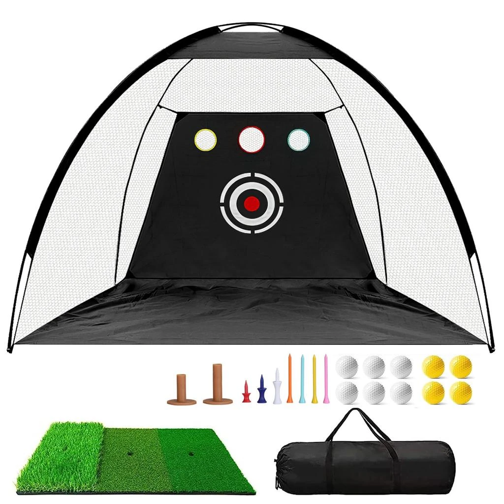 商品Global Bazaar|10x7FT Golf Practice Net with Tri-Turf Mat & Balls,价格¥1261,第1张图片