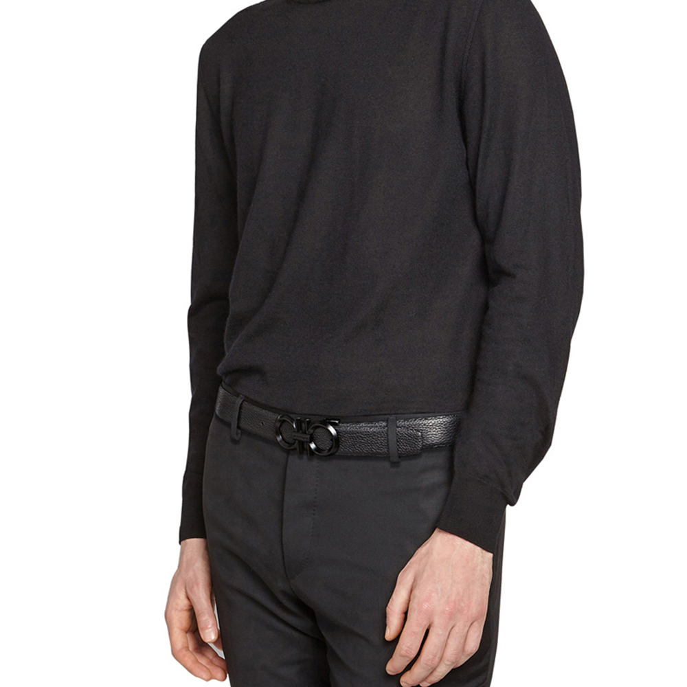 Salvatore Ferragamo 菲拉格慕 男士黑色牛皮商务休闲皮带 67-9939-694745【包装随机，部分无包装盒】商品第2张图片规格展示