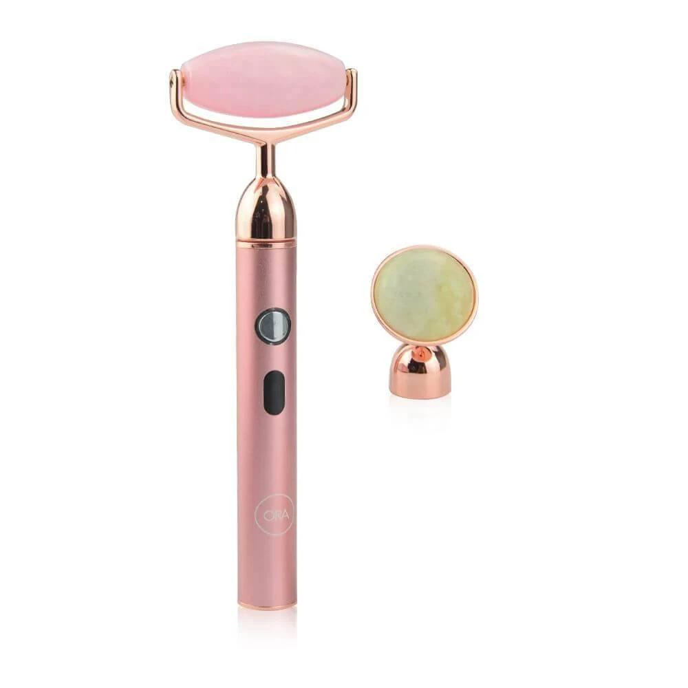 商品Beauty ORA|Beauty ORA Electric Crystal/Jade Roller Device - Rose Quartz & Jade - 3 Piece Kit (USB-Rechargeable),价格¥725,第1张图片